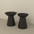 Two Black Modern Minimalist Side Tables With Conical Base And Round Top 3d model