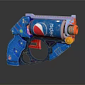 Pepsi Themed Blue Toy Gun With Colorful Details And Red Orange Accents