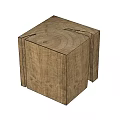 Natural Solid Wood Stool With Cube Shape Design And Visible Wood Grain