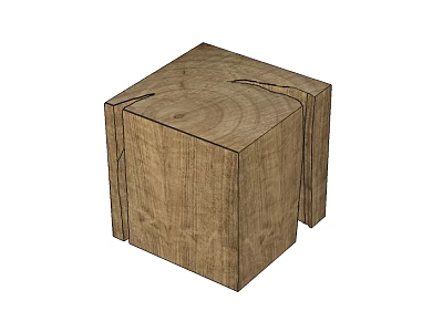 Solid wood stool 3d model