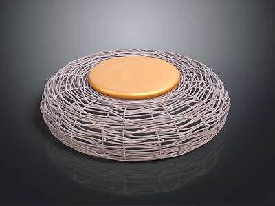 Lush Green Indoor Plant In Round Woven Planter With Golden Top Decoration 3d model