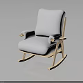 Comfortable Modern Rocking Chair With Light Blue Cushion And Wooden Frame