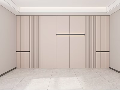 Modern Minimalist Sofa Accent Wall With Striped Design And Lighting 3d model