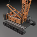 Orange Crawler Crane With Tracked Chassis Cab And Extended Boom Structure 3d model