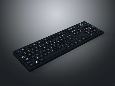 Black Full Size Computer Keyboard Featuring Standard Key Layout And Sleek Design 3d model