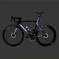 Sleek Modern Road Bicycle With Carbon Fiber Frame Black Blue Aerodynamic Wheels