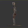 Mechanical Robot Character With Skeletal Structure And Metallic Components On Sandy Base