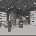 Modern Fashion Store with Glass Facade Interior Clothing Shoes Display Bright Lighting and Staircase