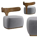 Modern Leisure Chair with Gray Upholstered Seat and Wooden Armrests Design