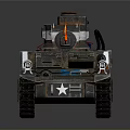 Battle Worn Rusty Tank With Flame Decoration Skull Accents And Metal Tracks