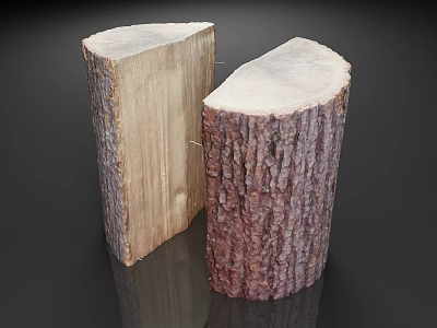 Stone And Wood Stump Decorative Objects With Natural Texture And Polished Edges 3d model