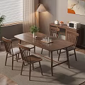 Modern Wooden Dining Table Set With Four Chairs And Sideboard In Cozy Room