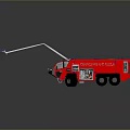 Red Fire Truck With Extended Ladder And Emergency Rescue Equipment