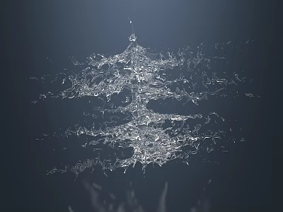 Dynamic Transparent Water Splash With Fluid Abstract Form On Dark Background 3d model