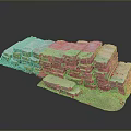 Stacked Bricks With Varied Colors And Textured Surfaces On Concrete Base 3d model