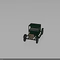 Vintage Green Classic Car With Wooden Front Grille And Large Retro Wheels