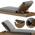 Modern Lounge Chair With Wooden Frame Gray Cushion And Adjustable Backrest