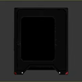 ShadowPlay Equipment Shell with Black Frame Glass Panels Square Design and Red Bottom Details