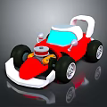 Red Playful Toy Car With White Seat Blue Windshield And Black Wheels