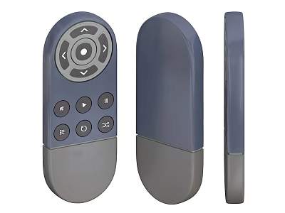 Digital Remote Control With Blue Gray Design Three Angle View And Functional Buttons 3d model