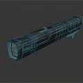 Futuristic Metallic Structural Component With Elongated Shape Red Accents And Sleek Design