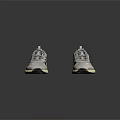 Gray Sporty Sneakers With Green Yellow Stripes And Gray Laces For Casual Style