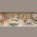 Indoor Playground With Colorful Decorations Swings Slides Candy Shop Toy Shelves Tables And Chairs