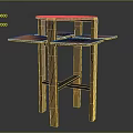 Rustic Wooden Coffee Table Featuring Geometric Structure And Lower Storage Shelf