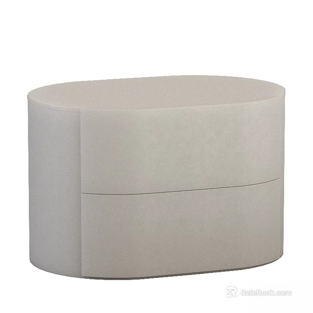 Modern Beige Round Upholstered Chest of Drawers With Storage For Home Interior 3d model 