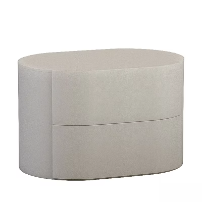 Modern Beige Round Upholstered Chest of Drawers With Storage For Home Interior 3d model