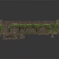 Square Stone Wall Structure With Overgrown Green Moss And Natural Edges 3d model