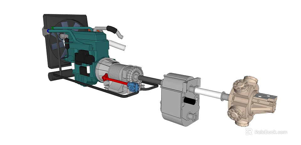 Industrial Equipment With Electric Motor Pump And Mechanical Drive System 3d model 