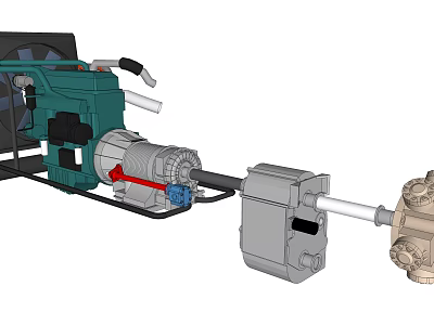 Industrial Equipment With Electric Motor Pump And Mechanical Drive System 3d model