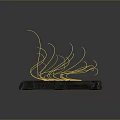 Modern Gold Curved Strips Decorative Sculpture with Dark Base for Home Decor