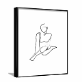 Abstract Painting Of Seated Figure In Minimalist Line Art With Black Lines And White Background
