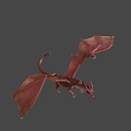 Red Dragon Game And Movie Character With Large Wings Open Mouth Fierce Posture