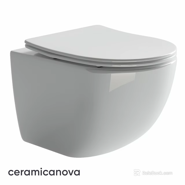 Modern Wall Mounted Toilet With Sleek White Design And Smooth Surface 3d model 