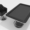 Modern Black Game Table With Padded Chair And Metal Base Structure Design