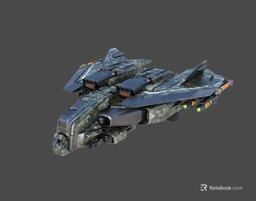 Advanced Futuristic Sci Fi Spaceship Featuring Detailed Metallic Structure And Engines 3d model