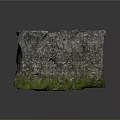 Natural Stone Material with Rough Surface and Green Moss at Bottom 3d model