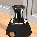 Modern Black Decorative Light With Transparent Casing And Colorful LED Lights On Wooden Floor