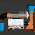 Electric Household Appliance With Orange Base Blue Funnel Transparent Parts And Blue Cup