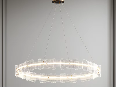 Modern Transparent Circular Chandelier with Sleek Hanging Structure and Elegant Lighting Glow 3d model