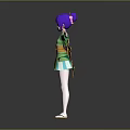 Game Movie Character With Purple Hair In Green Kimono And Outstretched Arms