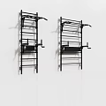 Black Wall Mounted Sports Equipment For Home Fitness With Multiple Exercise Bars And Racks