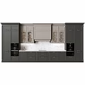 Modern Kitchen Cabinets With Dark And Light Design Marble Countertop Glass Door And Oven