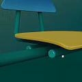 Modern Outdoor Public Seating With Blue Canopies Yellow Seats And Green Metal Frames