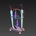 Two Tiered Household Umbrella Cart With Wheels And Colorful Umbrellas