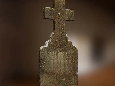 Rustic Cross Shaped Stone Decorative Ornament Set With Weathered Finish For Home Decor 3d model