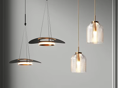 Modern Pendant Lights With Black Metal And Transparent Glass Design For Interior Decoration 3d model
